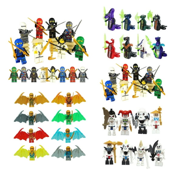 32PCS Ninja Building Blocks Minifigure Set 1.77Inch Ninja Building Kits for Kids Boys Christmas/Halloween Gifts Collectible