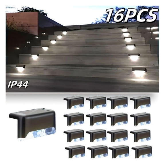 32PCS Solar Deck Lights Outdoor, Solar Step Lights Waterproof Led Solar lights for Outdoor Stairs, Step , Fence, Yard, Patio, and Pathway Family's Gifts (Warm White)