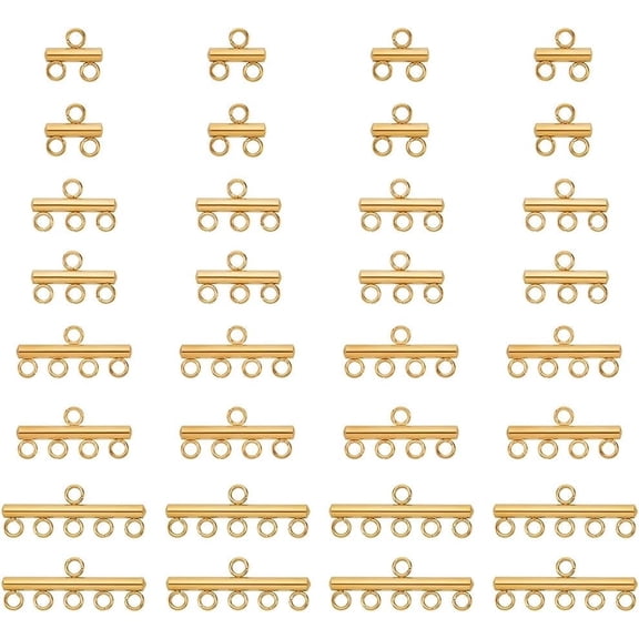 32PCS Stainless Steel Slide Clasp Lock 4 Style Golden Necklace Layering Clasps Multilayer Chain Clasp Connectors Jewelry Clasps for Layered Bracelet Necklace Jewelry 3/4/5/6 Loops