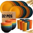 thumbnail image 1 of Michnild 32PCS Wheat Straw Dinnerware Sets,Kitchen Unbreakable Modern Plate/Dessert Plate/Cereal Bowl/Cup,Service for 8,Multicolor, 1 of 9