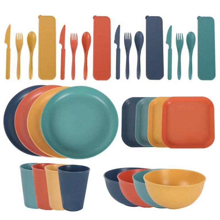 Eco-Friendly Wheat Straw Set of 8 Dinnerware Set - Lightweight