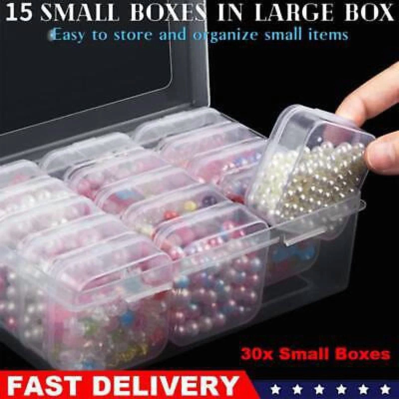 32Pack Clear Jewelry Box Plastic Bead Storage Craft Container Earrings Organizer