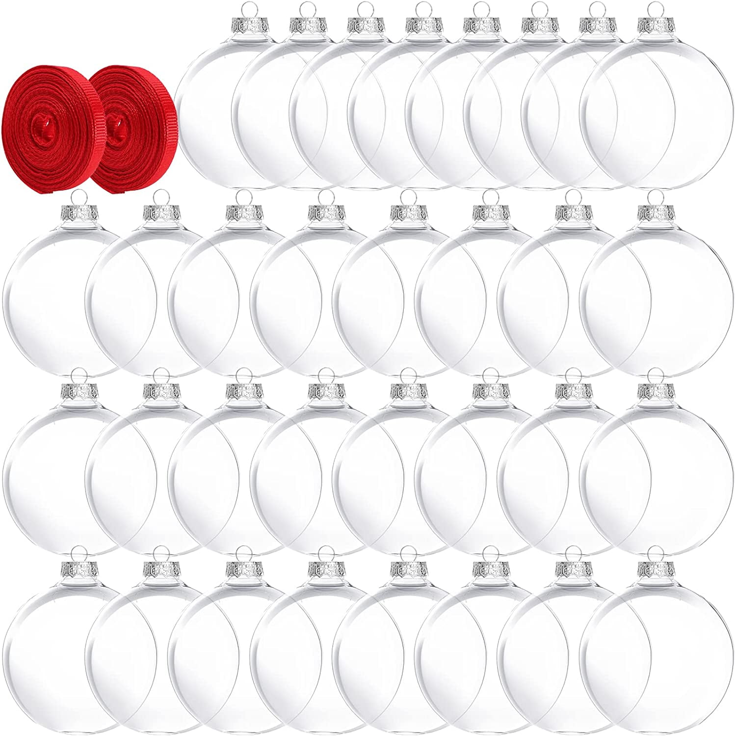 32Pack Plastic Discs Ornaments Bulb Shape Christmas Hanging Ornaments Christmas Disc Ball Clear