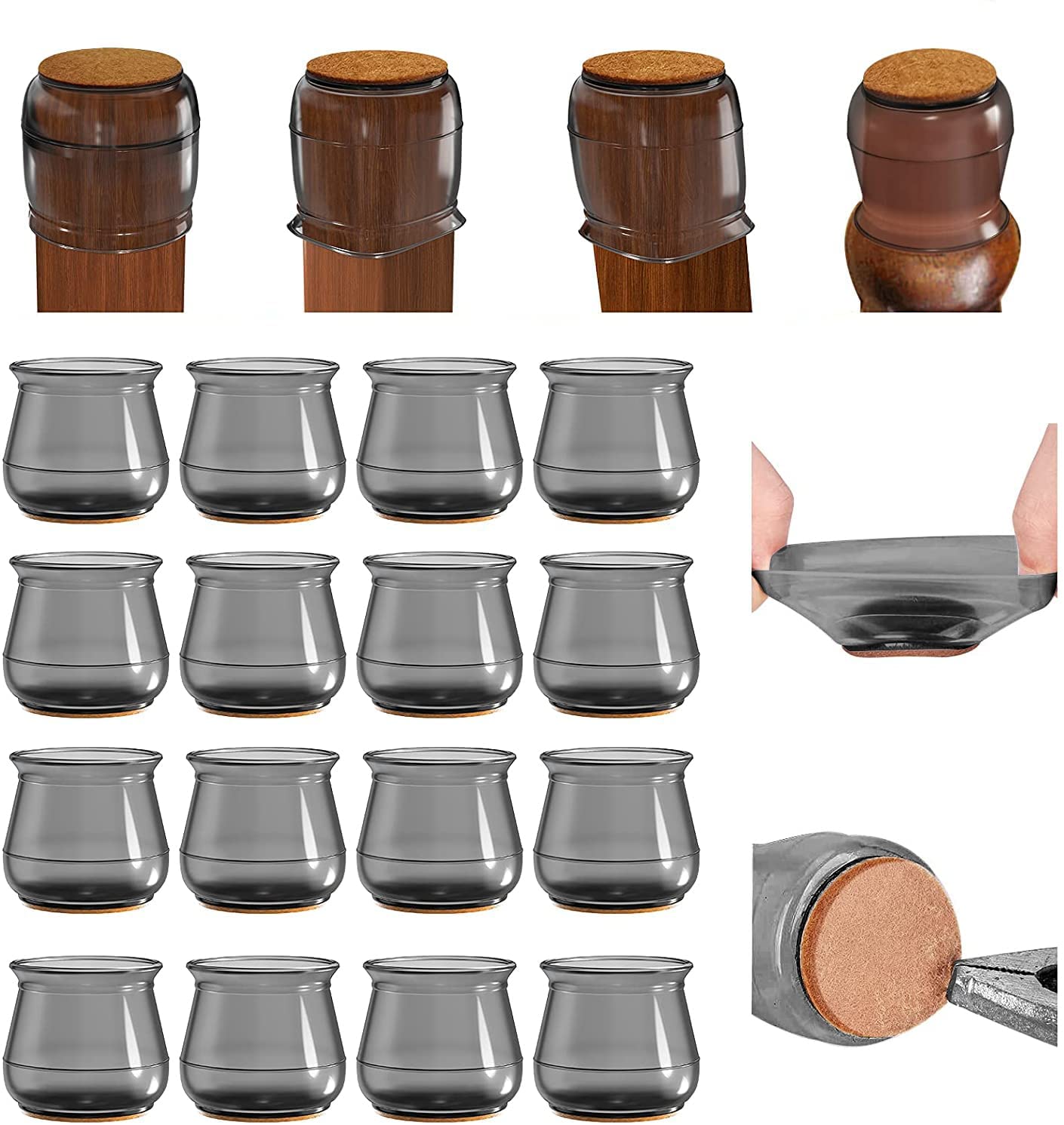 32Pcs 1 1/4Inch (32mm) PVC Chair Leg Tips, Round NonSlip Folding Chair