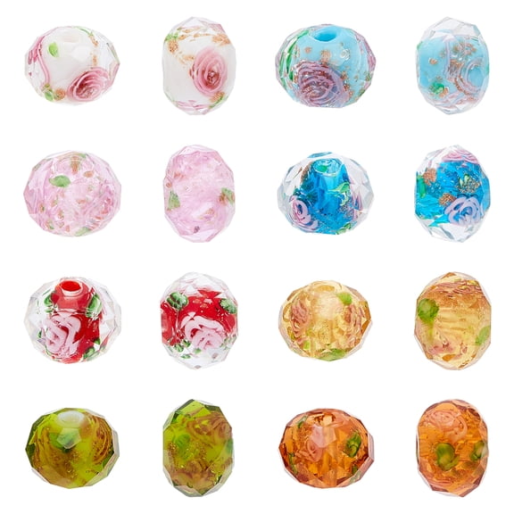 32Pcs 10mm Gold Sand Lampwork Beads Glass Handmade Round Loose Beads Lampwork Beads Supplies