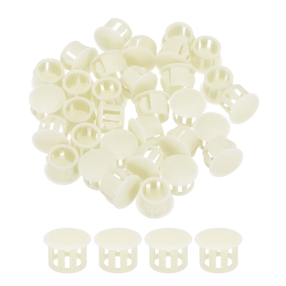 32Pcs 12mm Beige Nylon Plastic Round Locking Hole Plugs Insert End Caps
