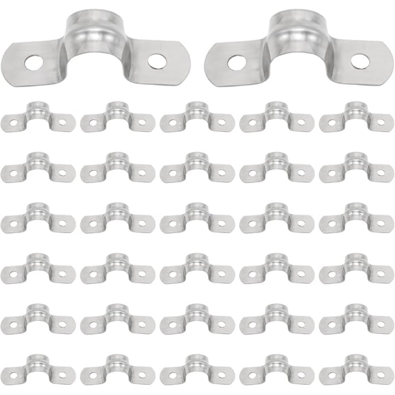 32Pcs 12mm Stainless Steel U Bracket Pipe Clamps, Heavy Duty Two Hole Conduit Clamps, Rigid Pipe Straps for Wire, Cable, Tube Fastening