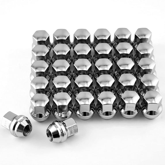 32Pcs 14mmx1.5 Wheel Lug Nuts,Polished Stainless M14x1.5 Lug Nuts Fits for Ram 2500 3500 (Chrome)