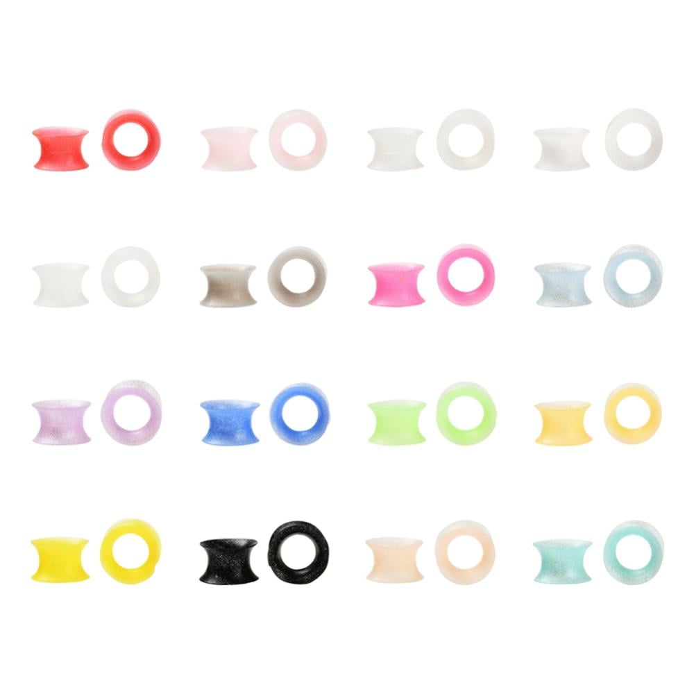 Qmcandy 60pcs Thin Silicone Ear Tunnels - Colorful 0G Gauges For Ear Stretching & Piercing
