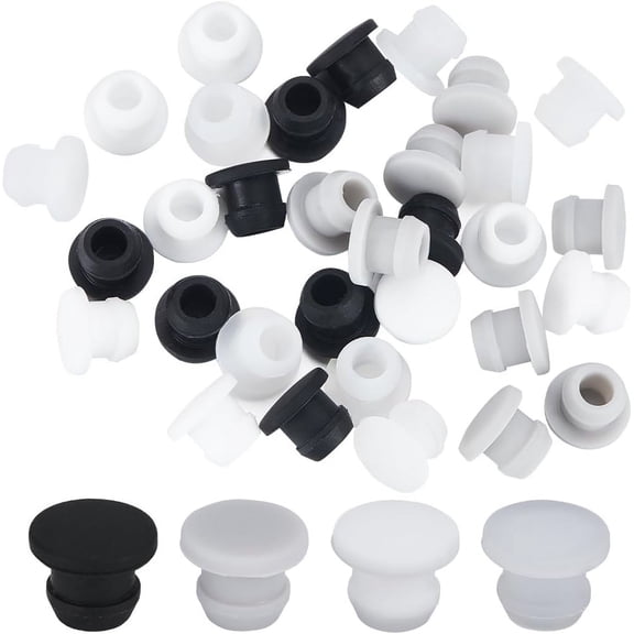 32Pcs 4 Colors Silicone Bottle Seal Plug Reusable Replacement Bottle Stopper Mixed Color 11x9mm Pin: 7mm 8pcs/color