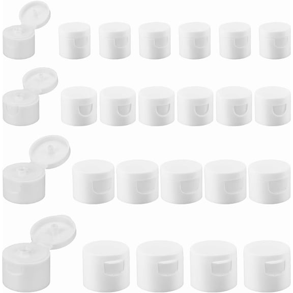 32Pcs 4 Sizes Smooth Flip Top Dispensing Cap White Replacement Bottles Emptying Caps Reusable Plastic Leak-Proof Snap Top Plug