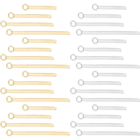 32Pcs 4 Style 2 Colors 304 Stainless Steel Pendants Rectangle/Bar Mixed Color 4pcs/colors