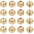 thumbnail image 1 of 32Pcs 4 Style Jewelry Spacer Bead 18K Gold Plated Hollow Filigree Round Large Hole Loose Ball Beads, 1 of 6