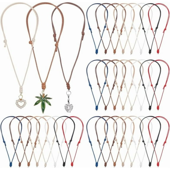 32Pcs 8 Colors Adjustable Necklace String Rope Sturdy Double Knotted Cord Necklace Vintage Waxed Rope Chain Necklace Cord Choker with Metal Ring for Charms Pendants Rope Jewelry Making