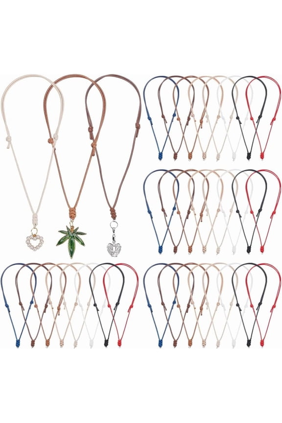 32Pcs 8 Colors Adjustable Necklace String Rope Sturdy Double Knotted Cord Necklace Vintage Waxed Rope Chain Necklace Cord Choker with Metal Ring for Charms Pendants Rope Jewelry Making