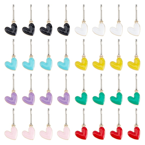 32Pcs 8 Colors Heart Zipper Pull Charms Zipper Pull Replacement Alloy Enamel Love Zippers Charm Metal Tab Mend Fixer Heart Dangle Charms