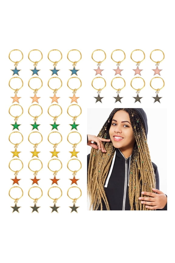 32Pcs 8 Colors Star Braid Hair Clips Alloy Star Hair Braid Charms Star Braid Hair Jewelry Braid Charms Star Hair Jewelry