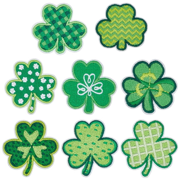 32Pcs 8 Styles Clover Computerized Embroidery Polyester Iron on/Sew on Patches Costume Accessories Appliques Mixed Color