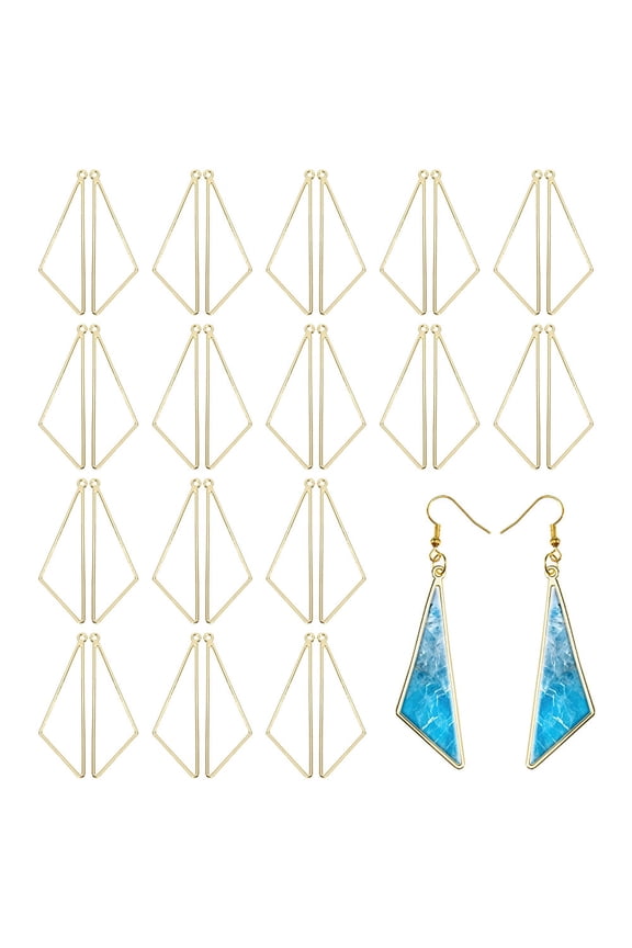 32Pcs Alloy Open Back Bezel Big Pendants For DIY UV Resin Epoxy Resin Pressed Flower Jewelry Triangle Light Gold 57x17.5x1.5mm Hole: 1.6mm DIY