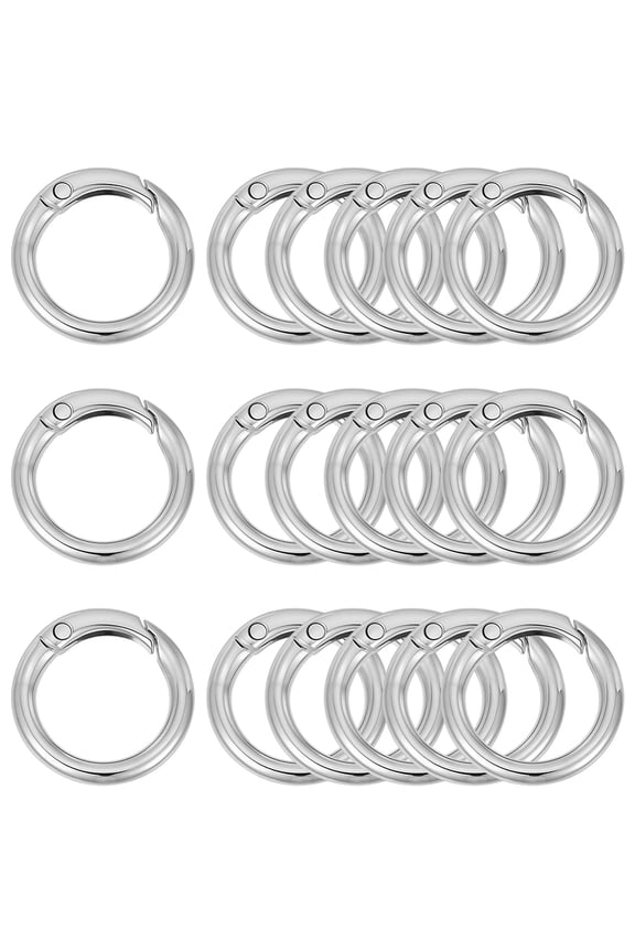 32Pcs Alloy Spring Gate Rings Ring Platinum 25x4mm