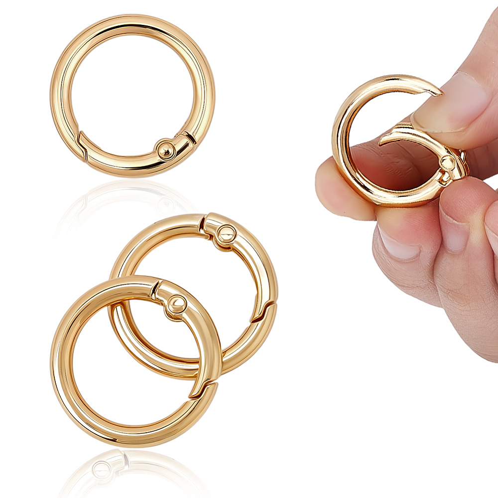 32Pcs Alloy Spring Gate Rings Round Ring Golden 25mm - Walmart.com