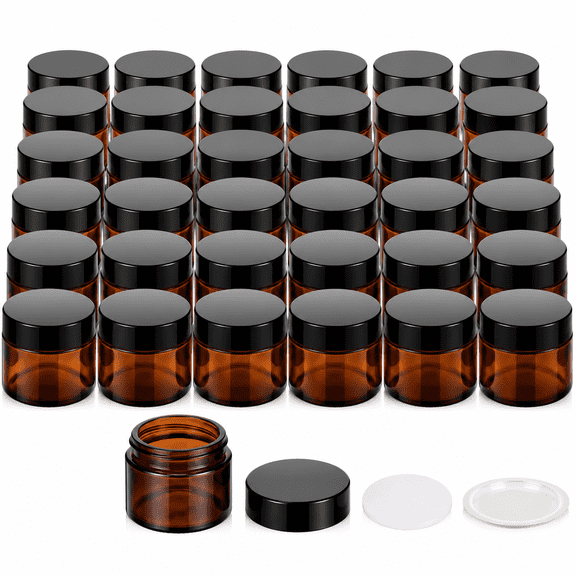 32Pcs Amber Glass Jars, 2 oz Glass Jars With Lids, Small Glass Containers With Lids for Lotion Container und Candle Jars, Round Glass Containers With Lids for Travel Use, Sturdy Reliable Glass Jars