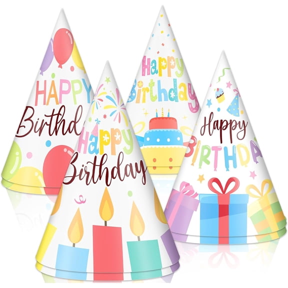 32Pcs Colorful Party Hats for Kids Happy Birthday Cone Paper Hats Classroom Celebration Supplies Favors Pastel