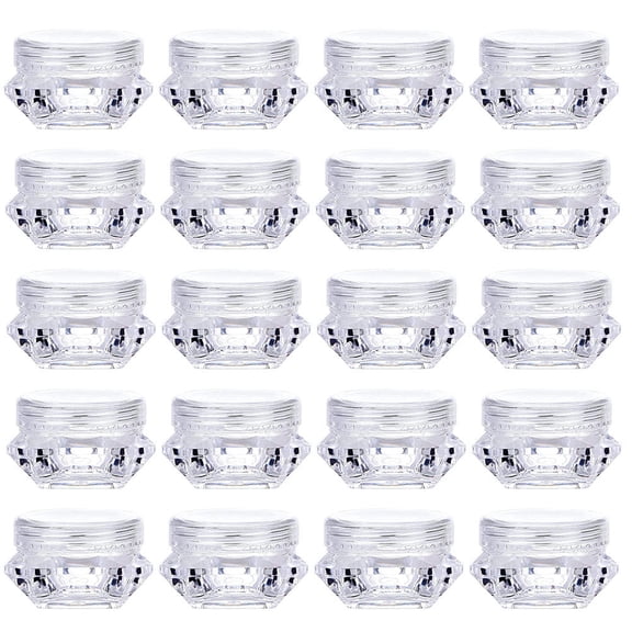 32Pcs Empty Clear Container White Travel Powder Container for DIY Samples by Women