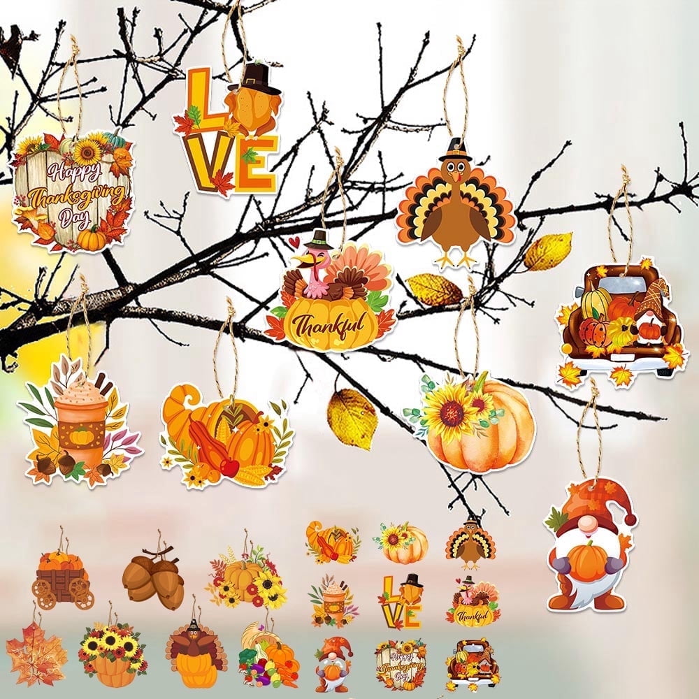 Qwaerplpn 32Pcs Fall Tree Ornaments Autumn Decor With Turkey Pumpkin qwaerplpn-32pcs-fall-tree-ornaments-autumn-decor-with-turkey-pumpkin