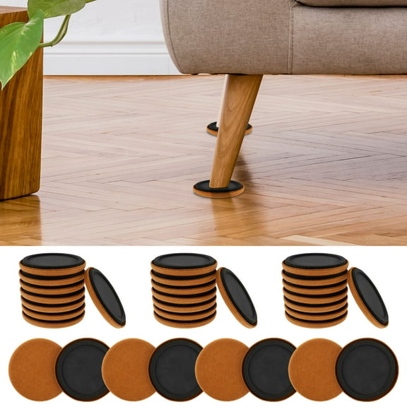 32Pcs Felt Furniture Sliders 3.5 Inch Round Furniture Moving Pad Hard Surface Felt Cabinet Mover for Hardwood Floor Surface Protection