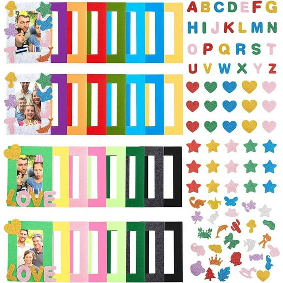 32Pcs Felt Photo Frames Picture Frames for Back to School Decoration with 84Pcs Glitter Self-Adhesive Stickers for Home School Office Decor 4 x 6Inch Photos