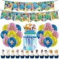 thumbnail image 1 of 32Pcs For Bubble Guppies Birthday Party Decorations, With 1 Happy Birthday Banner Garland,13 Cupcake Toppers,18 Balloons for decorative supplies set, 1 of 4