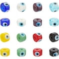 thumbnail image 1 of 32Pcs Glass Evil Eye Beads 9mm Flat Round Lampwork Evil Eye Beads Handmade Lampwork Beads Turkish, 1 of 9