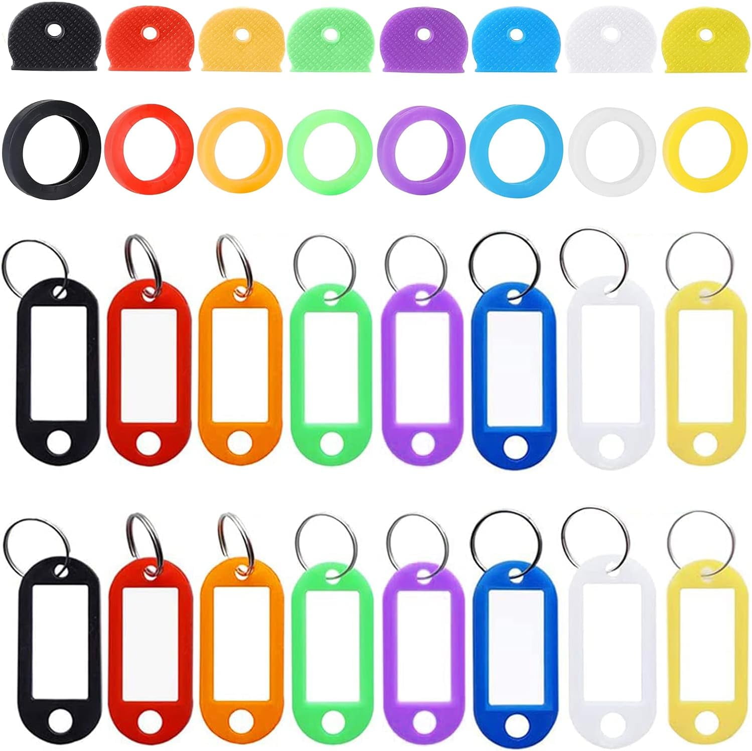 32Pcs Key Cap Tags with Key Label Set, Key Cap Covers Kit Silicone Key