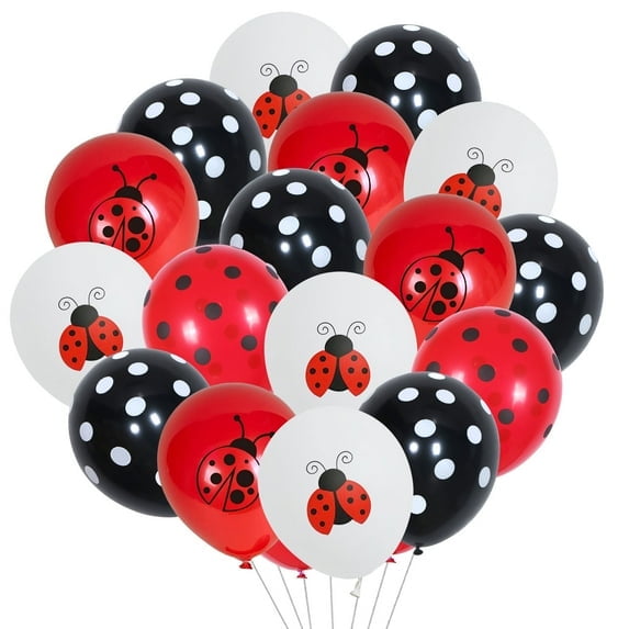 32Pcs Ladybug Balloons Black Red and White, Ladybug Theme Baby Shower Birthday Party Decorations, 12inch Polka Dots Latex Balloons Ladybird Birthday Balloons Decor for Ladybug Party