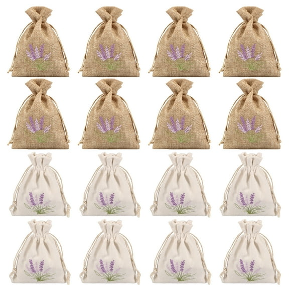 32Pcs Lavender Sachet Bags Lavender Pattern Sachet Empty Bags Cotton Linen Drawstring Scented Bags Beautiful Lavender Pattern Party Favors Bags for Lavender Spice Jewelry Crafts