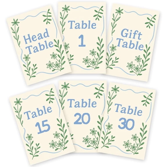 32Pcs Paper Party Table Number Plate for Wedding Decor Rectangle with Number 1~30 Leaf 150x100mm Handmade Gift