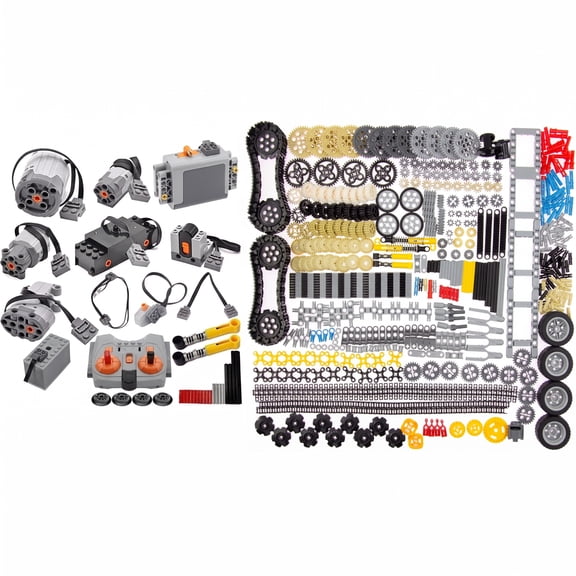 32Pcs Power-Function-Kit & 844Pcs Pins-Gears-Axles Set Bundle Compatible with Lego-Technic-Parts