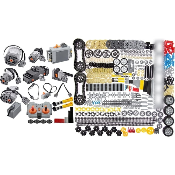 32Pcs Power-Function-Kit & 844Pcs Pins-Gears-Axles Set Bundle Compatible with Lego-Technic-Parts
