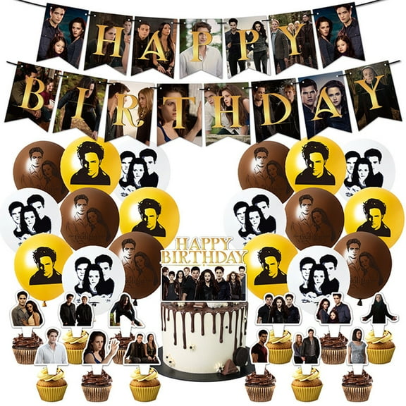 32Pcs/Set Twilight Vampire Theme Birthday Party, Balloon Banner Cupcake Toppers, Photography Scene Decoration Props