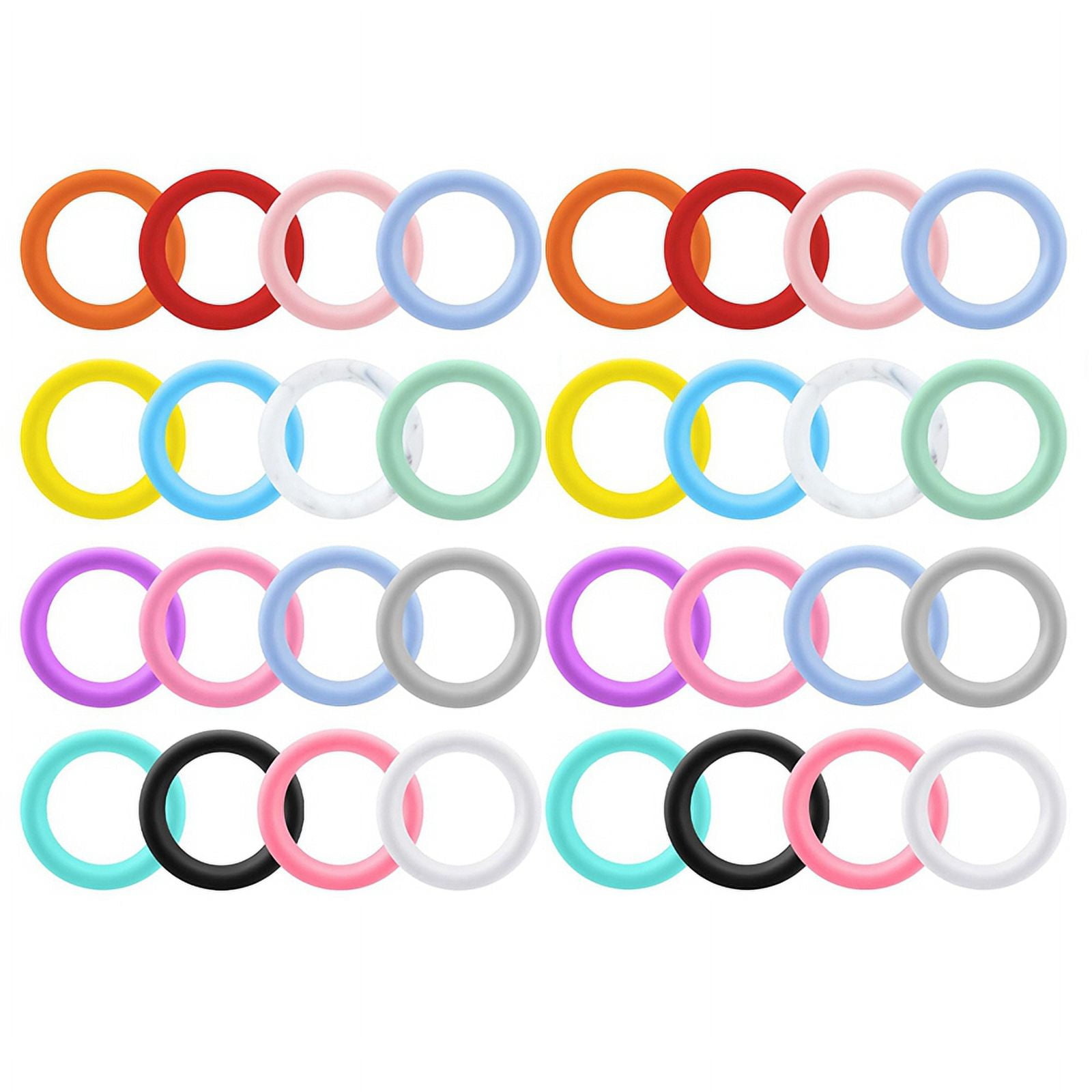 32Pcs Silicone Beadable O Rings 65mm Round Silicone Loop with 2 Hole for DIY Keychain Necklace Bracelet Jewelry Making