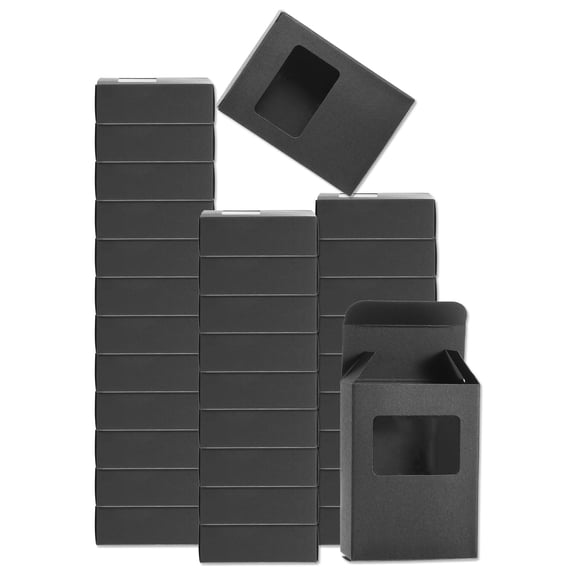 32Pcs Soap Packaging Boxes 2.6x3.5x1.2 Inch Kraft Soap Box with Window(Rectangle, Black)