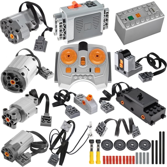 Ylutex 32 Piece Power Function Motors Set Compatible with Lego-Technic Parts, Remote-Control Adjustable Speed Motor Parts, Safe Materials, Building Blocks Power Pieces