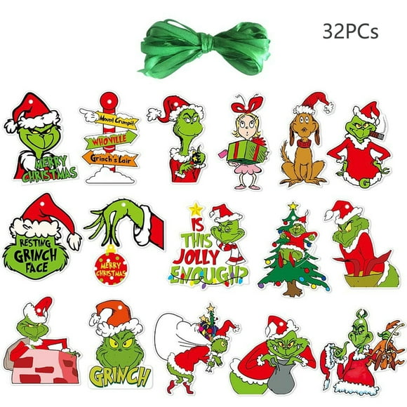 32Pcs The Grinch Christmas Tree Decorations Ginch Christmas Decorations Xmas Tree Decorations Grinch Ornaments for Christmas Tree