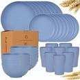 thumbnail image 1 of 32Pcs Wheat Straw Dinnerware Sets, Service for 8, Includes Plates & Bowls, Black Plastic, Microwave & Dishwasher Safe, Durable Party Tableware, Ideal for Valentine's Day, 1 of 11