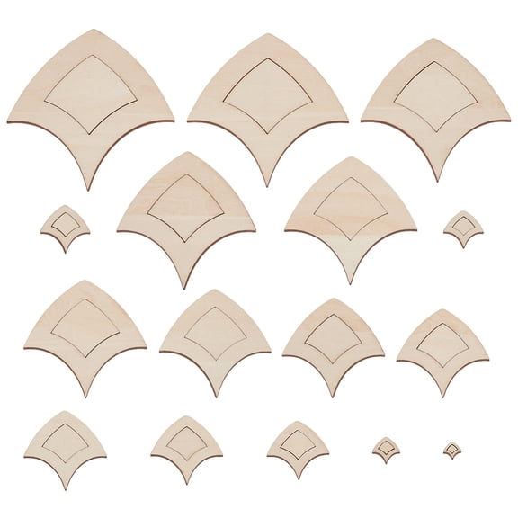 32Pcs Wood Stencils for Drawing Painting Crafts Hollow & Blank Fish Shape Templates DIY Reusable Wooden Stencils