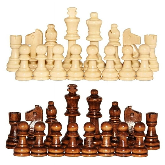 32Pcs Wooden Chess Pieces Only, Tournament Wood Chessmen with 2.2inches Chess Game Pieces Replacement of Missing Pieces