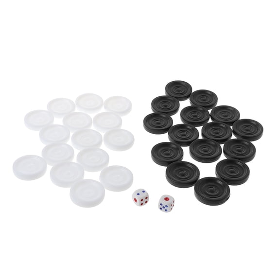 32Pcs/pack Backgammon Pieces, 33mm Plastic Black White Backgammon Checkers Pieces Checkers Set Staunton Chesses