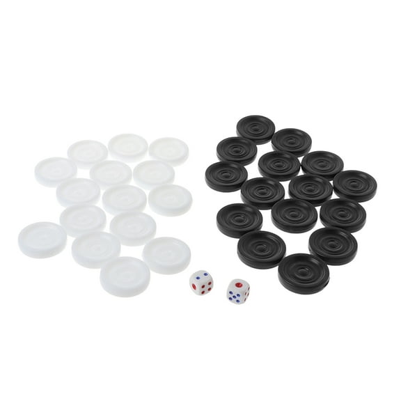 32Pieces Plastic Checkers, International Black White Chess, Backgammon Checkers Chip Pieces Set for Children Kids Toy