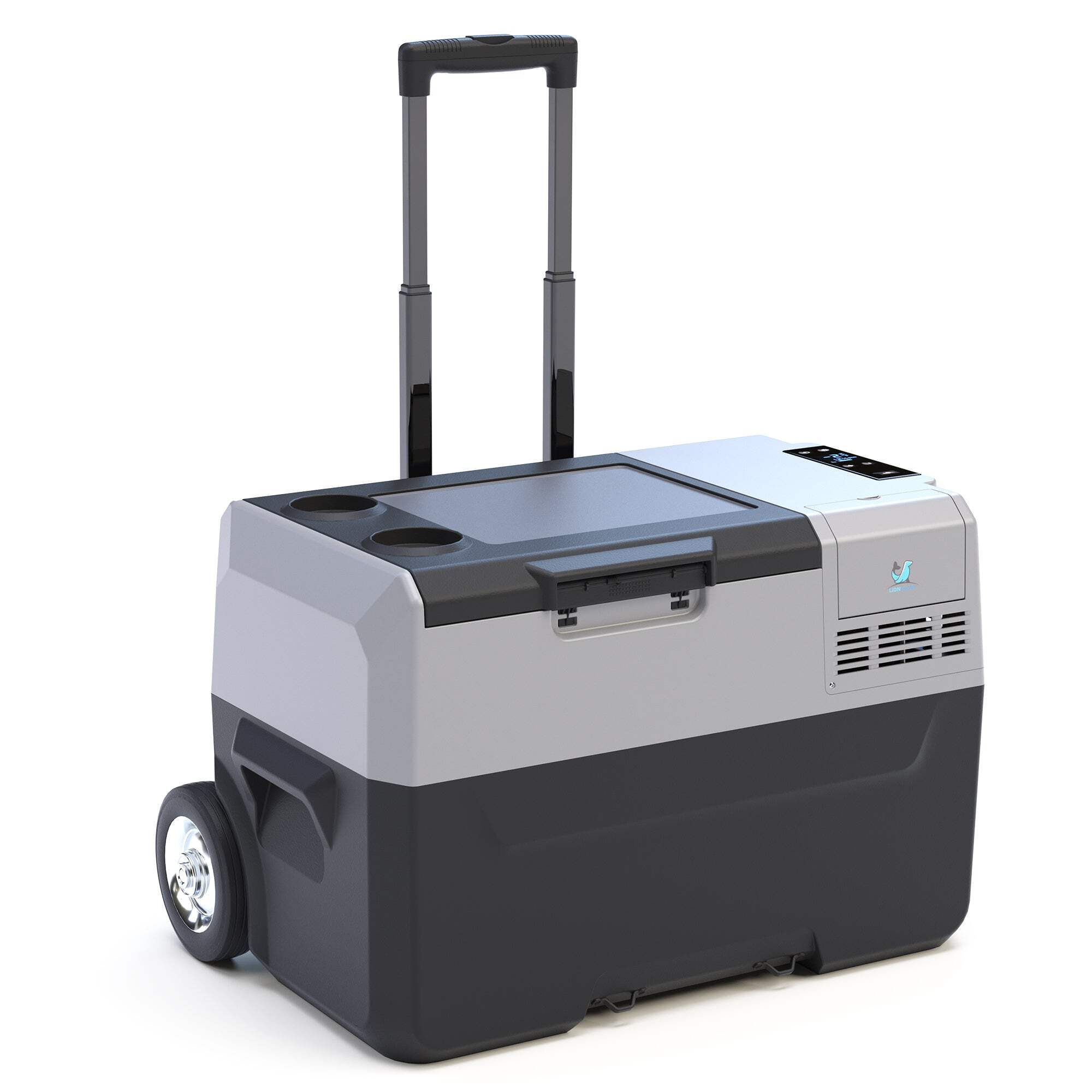 32Qt Car Freezer Portable Refrigerator Freezer With App Control And 6'' Off Road Wheels, 12V,45W Cooler Freezer,Low Noice Antique White Gray Plastic